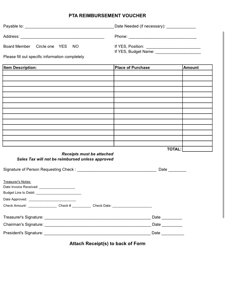 PTA Forms and Documents Corey Academy PTA